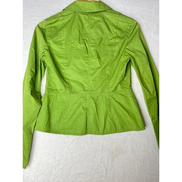LOFT Lime Green Cropped Tailored Jacket y2k Bratz Layer Office sz 0 Snap - Picture 4 of 6